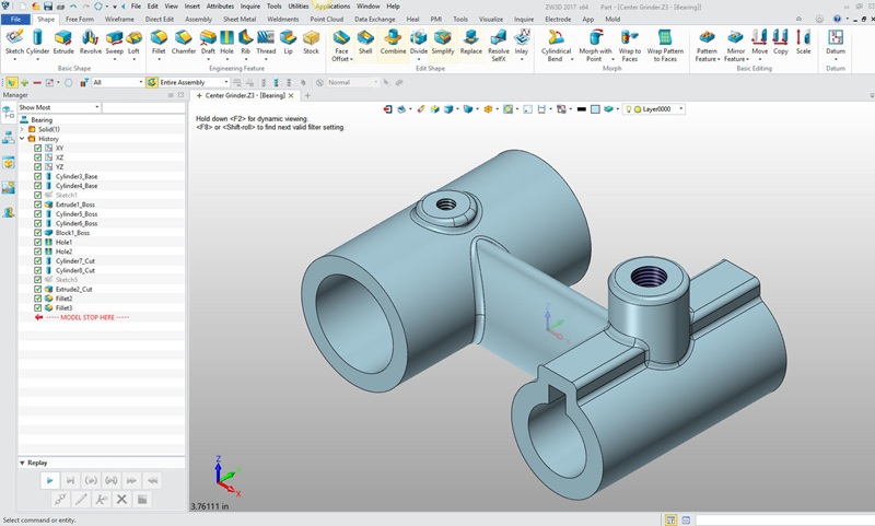 El árbol de operaciones en el programa CAD SOLIDWORKS