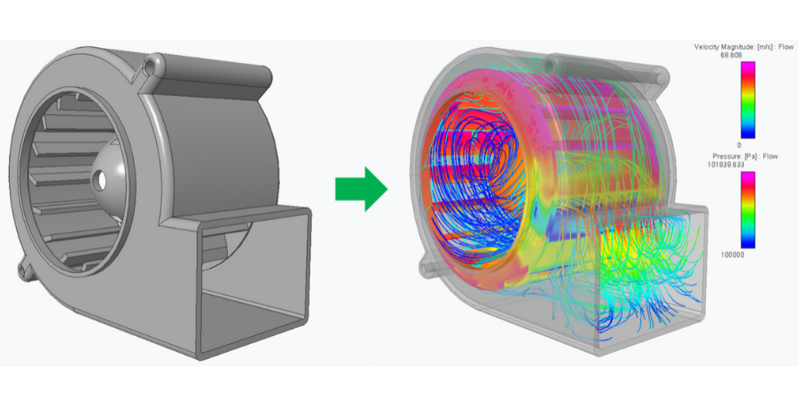 Modelo de bomba evaluado en PTC Creo Simulation