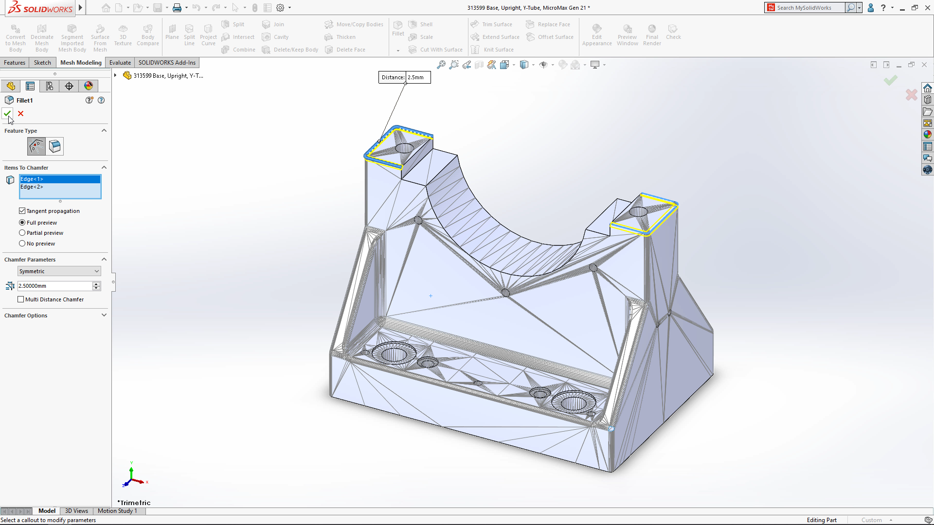 SOLIDWORKS 2020 edicion directa en mallas