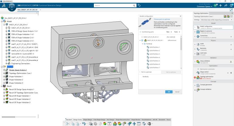 Definición y puesta en marcha de la fase de optimización de la topología del rocker-bogie en la plataforma 3DEXPERIENCE