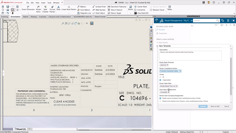 Ajuste de propiedades de dibujos SOLIDWORKS
