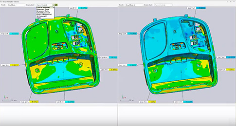 Figura 5: Geomagic Control X permite analisis simultaneos de multiples resultados de una piezas para ver causas y efectos
