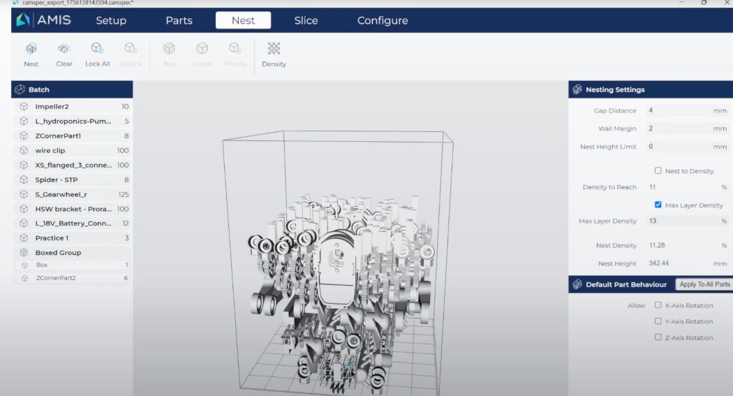 AMIS Pro anidado en impresora 3D