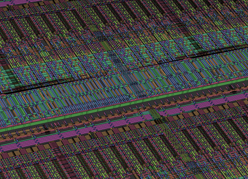 Las imágenes vistas son de un bloque que pertenece a un Sistema en un Chip (SoC) mostrado a una  escala nanométrica