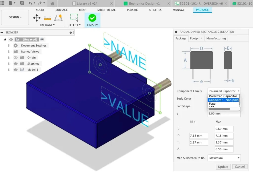 radial template en Fusion 360