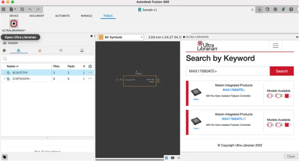 Ultra Librarian Add inen software Autodesk Fusion 360