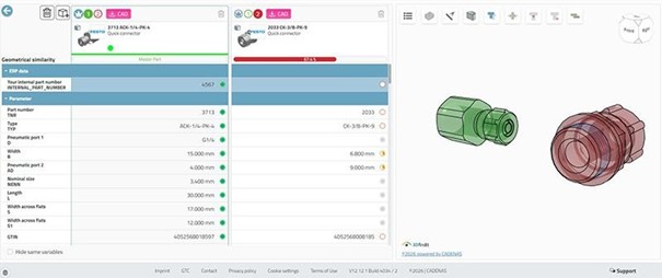 Visualización revisada en la comparación de componentes CAD Visualización revisada en la comparación de componentes CAD