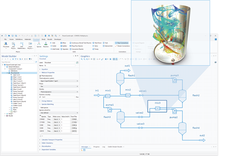 Un modelo de circuito eléctrico creado en COMSOL Systems acoplado a un modelo detallado de multifísica 3D creado en el software COMSOL Multiphysics, que permite analizar la física a nivel de circuito y componente.
