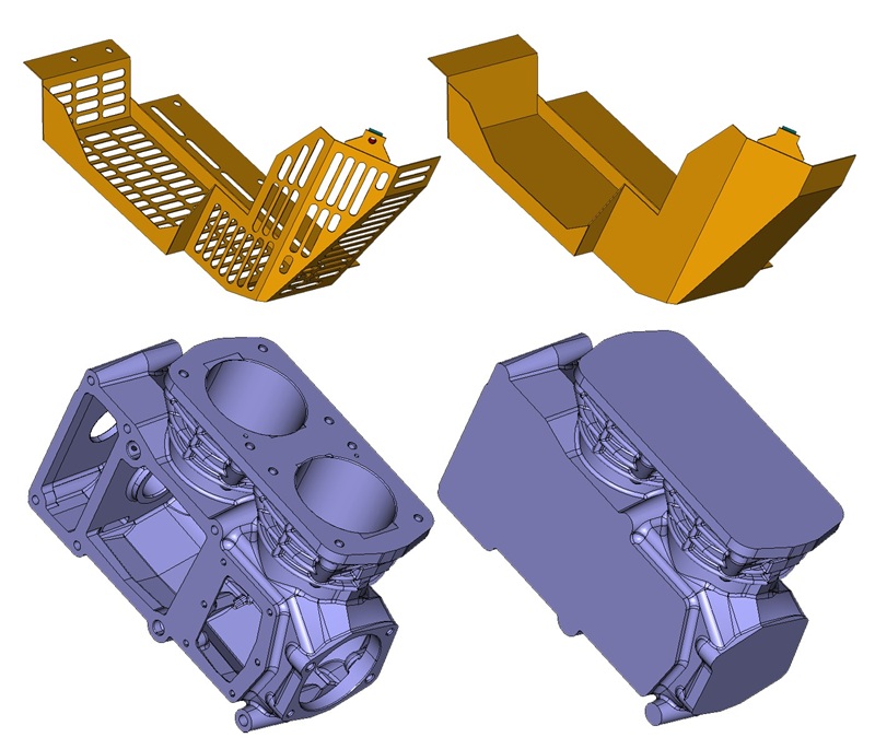 Antes y después de simplificar modelos CAD con el 3D_Kernel_IO Simplifier | Crédito de la foto: CoreTechnologie GmbH