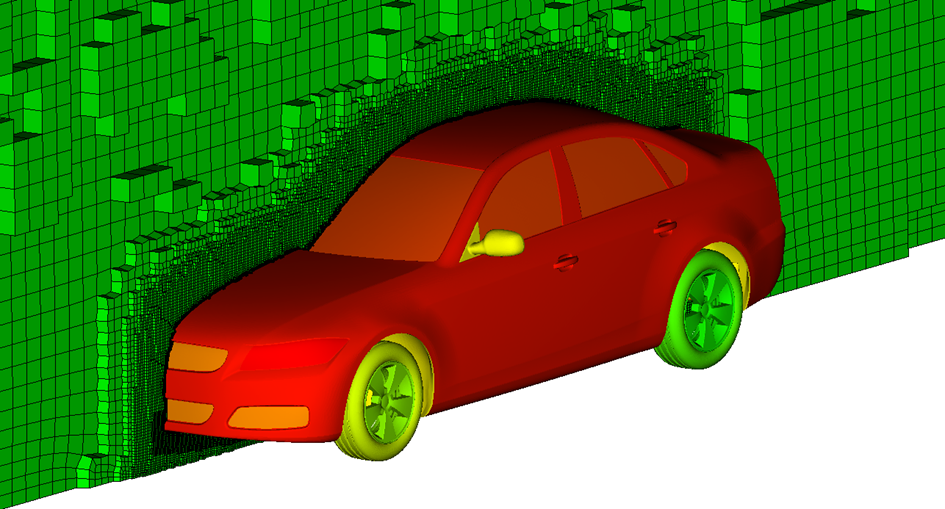 Simulacion de flujo turbulento Simulacion de flujo turbulento sobre el vehiculo DrivAer resuelto con CF-MESH+ y OpenFOAM
