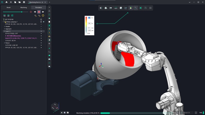 Simulacion mecanizado pintura robot ENCY CAM Simulacion mecanizado pintura robot ENCY CAM