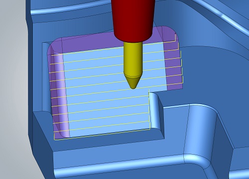 Mejores resultados de fresado en los bordes de los componentes gracias a la Extensión automática de superficies Fuente: OPEN MIND