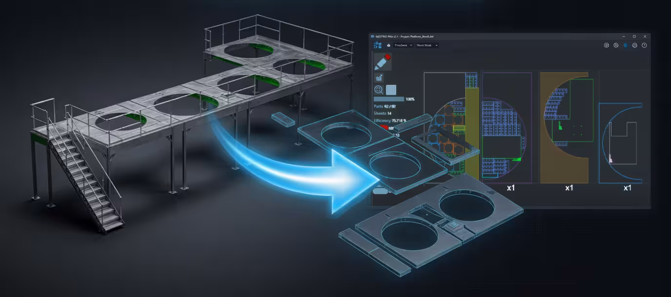 chapa metálica en IronCAD con Nestlt