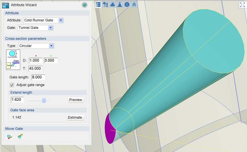 Asistente de Boquillas en Moldex 3D