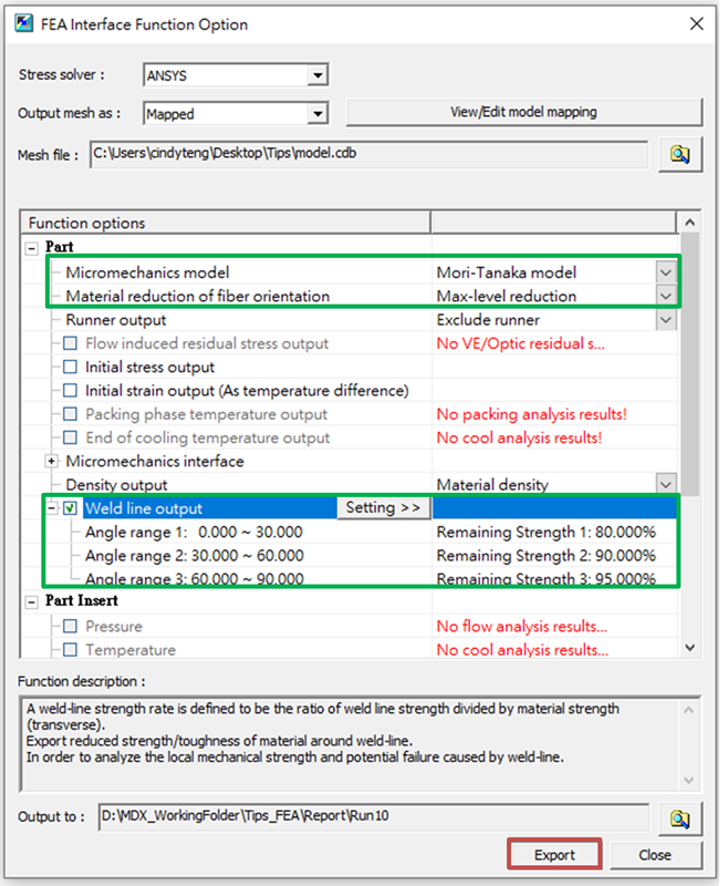 Interfaz FEA Moldex3D