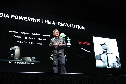 Jensen Huang en la conferencia principal del GPU Tech Conference 2017 -imagen por NVIDIA