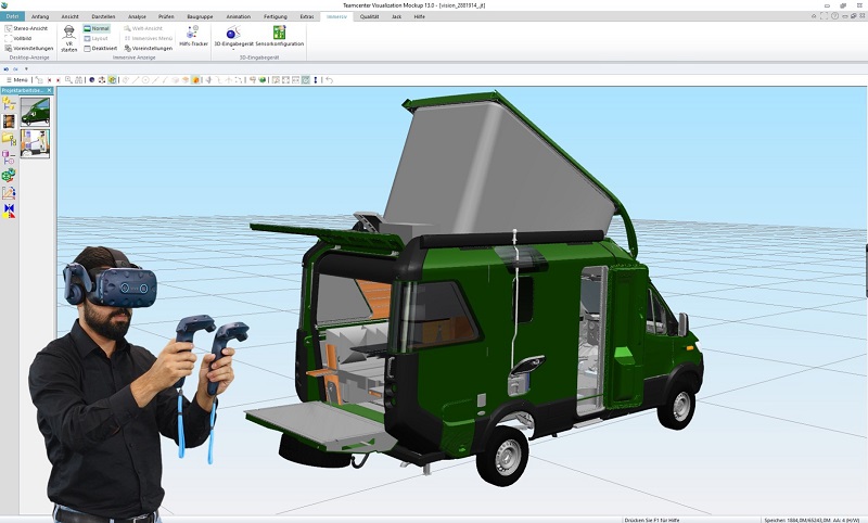 Hymer redujo los prototipos físicos en un 80 por ciento utilizando las capacidades de maquetas digitales de Teamcenter Visualization para la verificación del diseño.  (Crédito de la imagen: Hymer