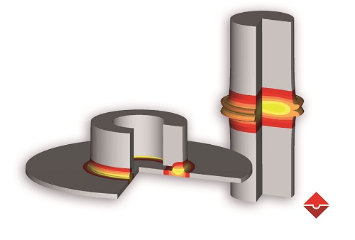 Simufact proceso de soldadura por presion y union de dos ejes por soldadura de friccion