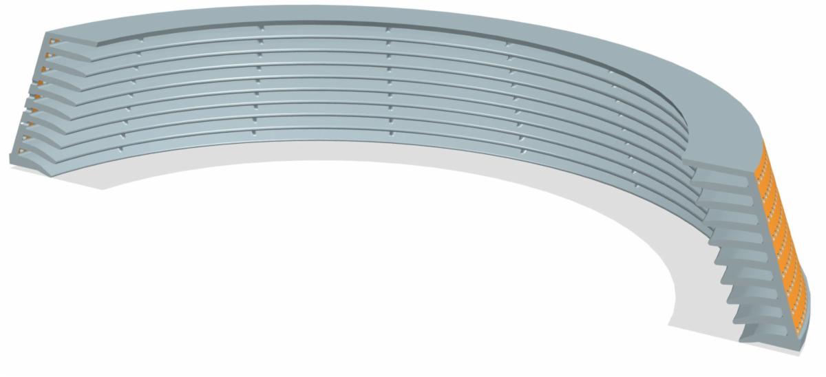 Dos imágenes CAD de una boquilla de ventana del sistema Velo3D Sapphire AM