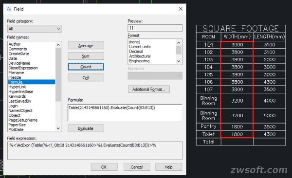 manejo de tablas de calculo en ZWCAD