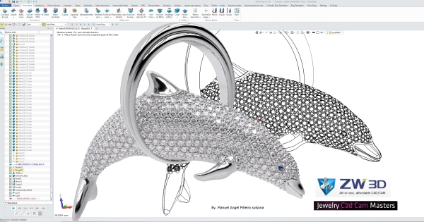 Joyas con temática de delfines diseñadas por el Sr. Solsona con ZW3D y Jewelry CAD Dream